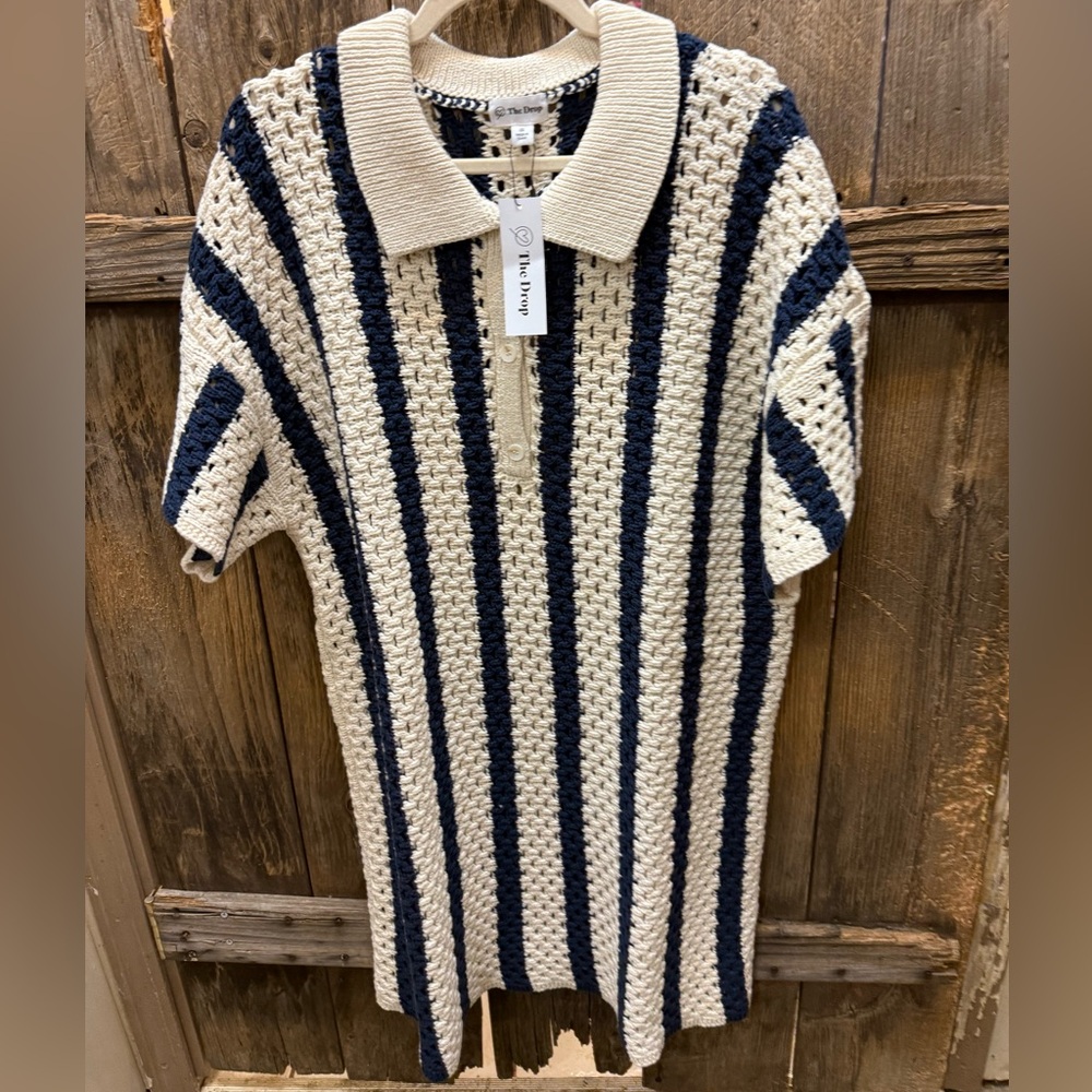 The Popcorn Navy and Cream Striped Midi Dress